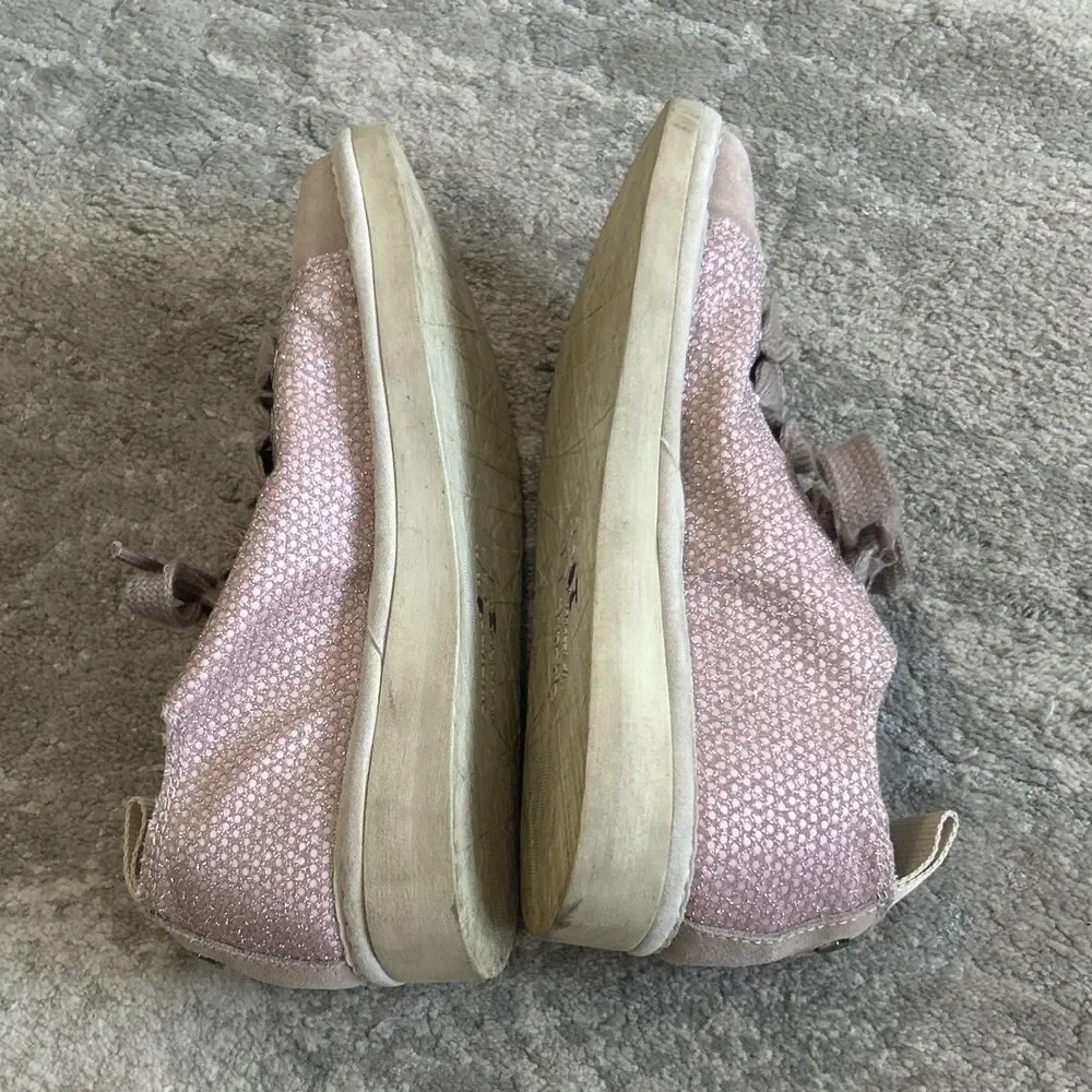 Panchic Shoes Girls 3.5 Leather Sneakers Pink Glitter Made In Italy Lace Up